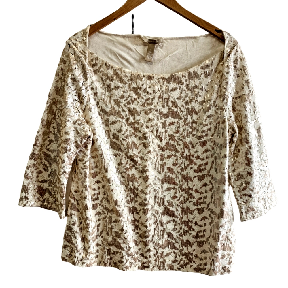 Gold Ivory Sequin and Lace Top